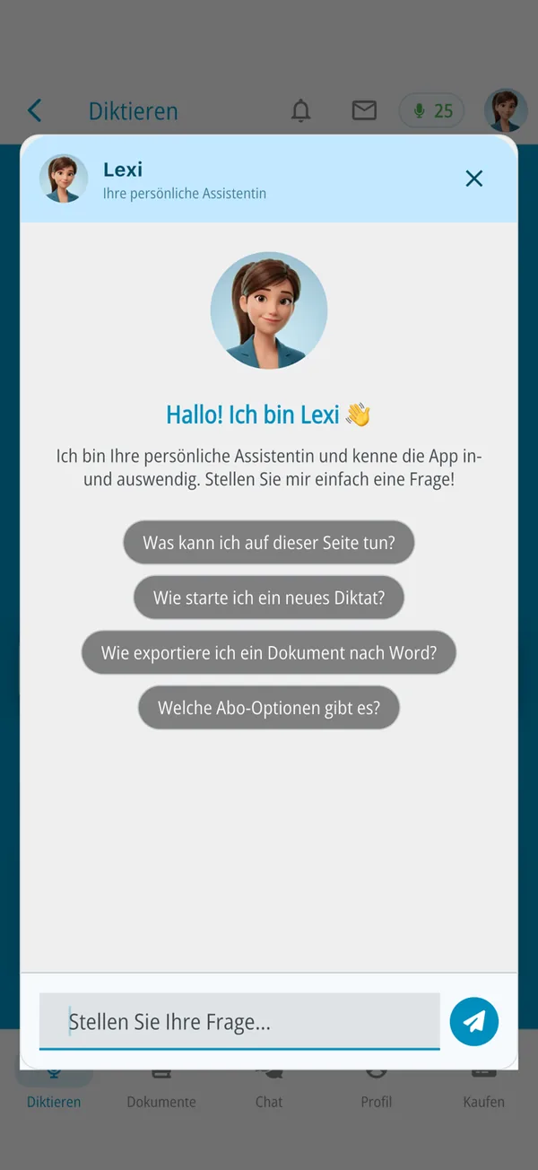 Lexi, the assistant in the app